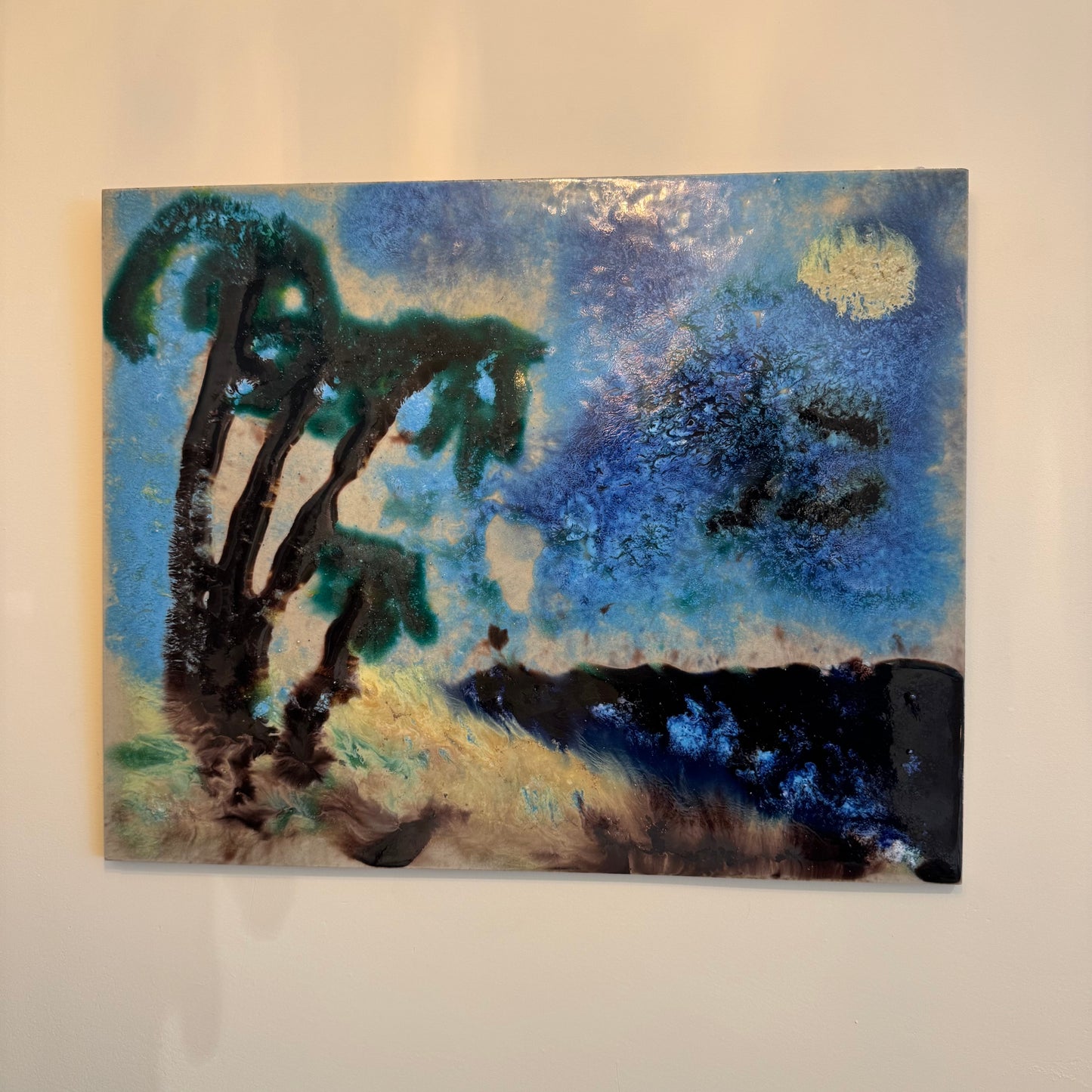Ceramic island landscape wall artwork