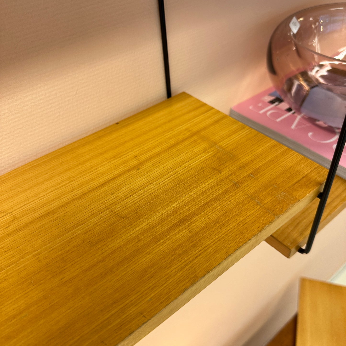 Modular wood & black metal wall system