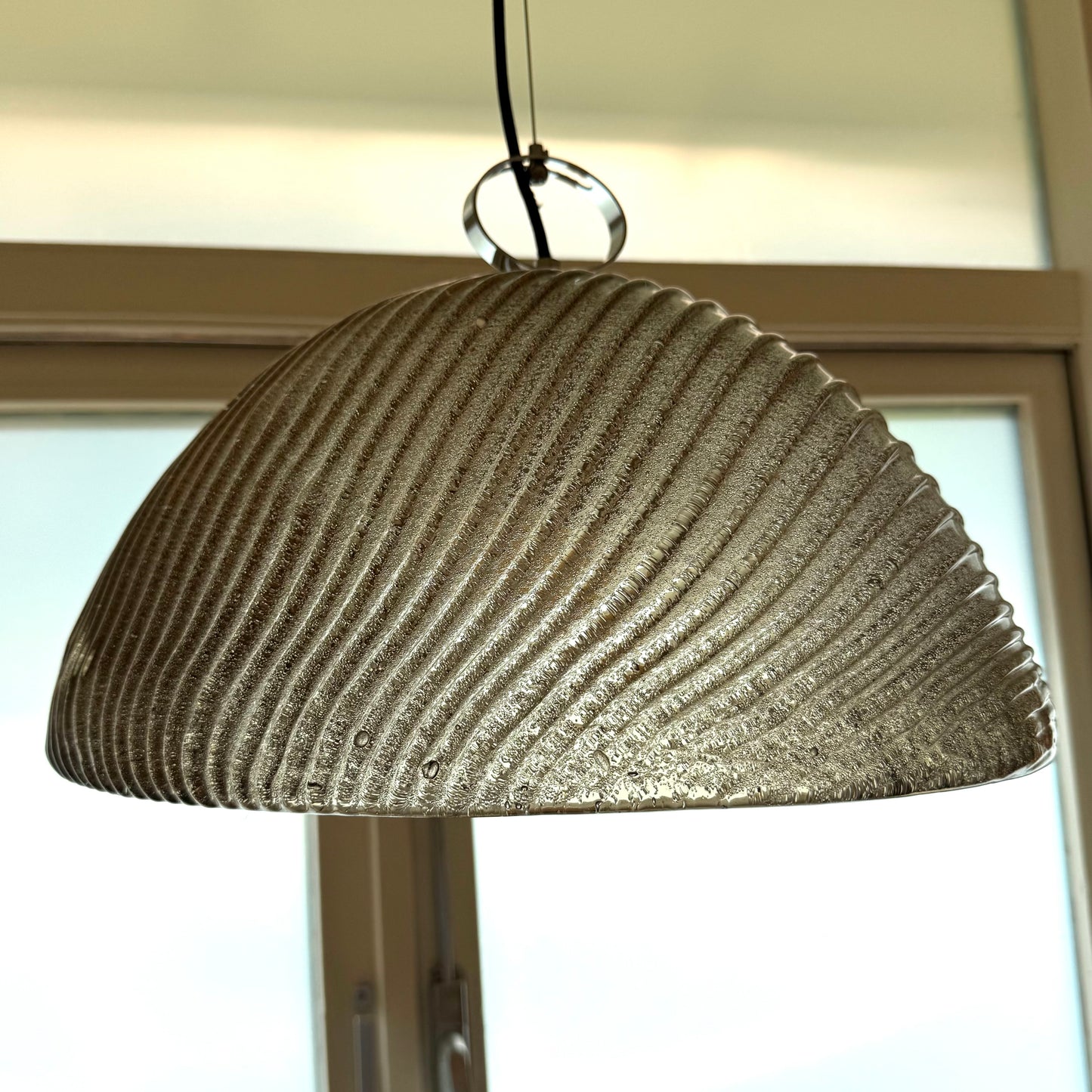 Brown ribbed glass pendant light