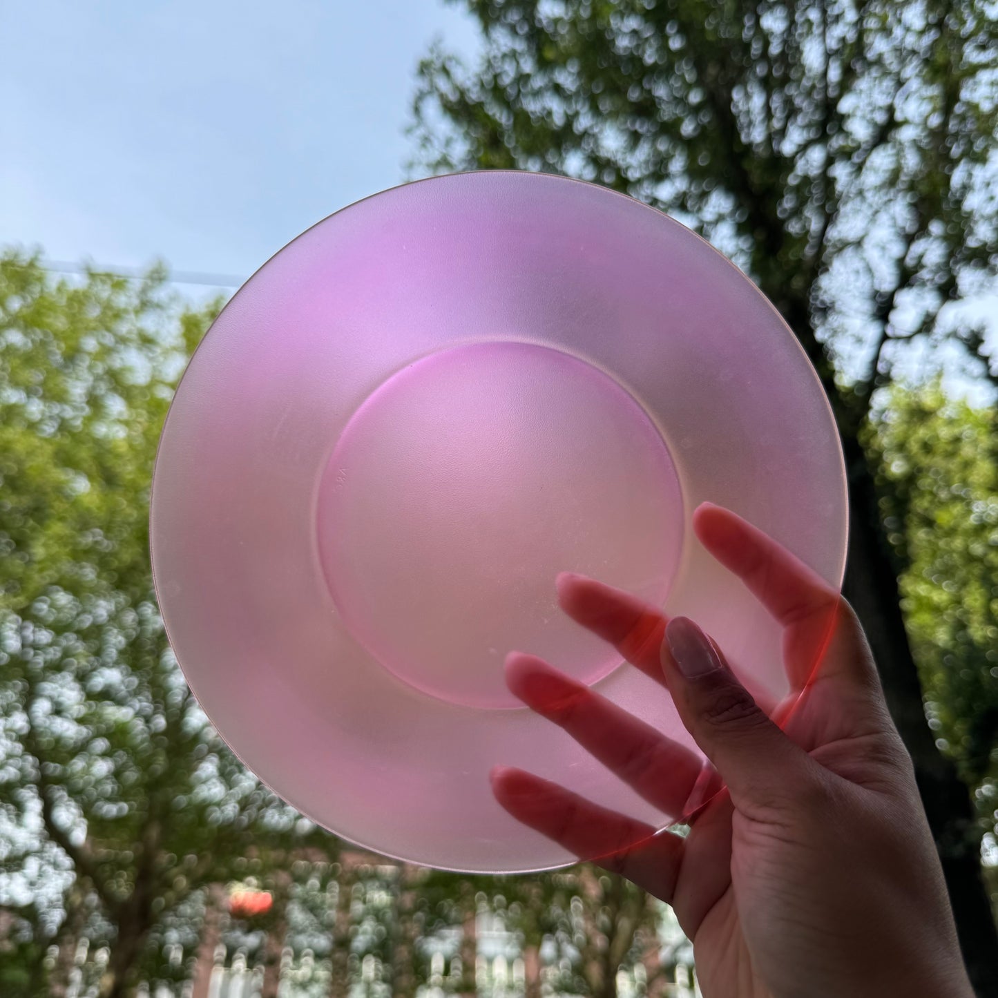 Arc France Neon Pink Glass Dinner Plates
