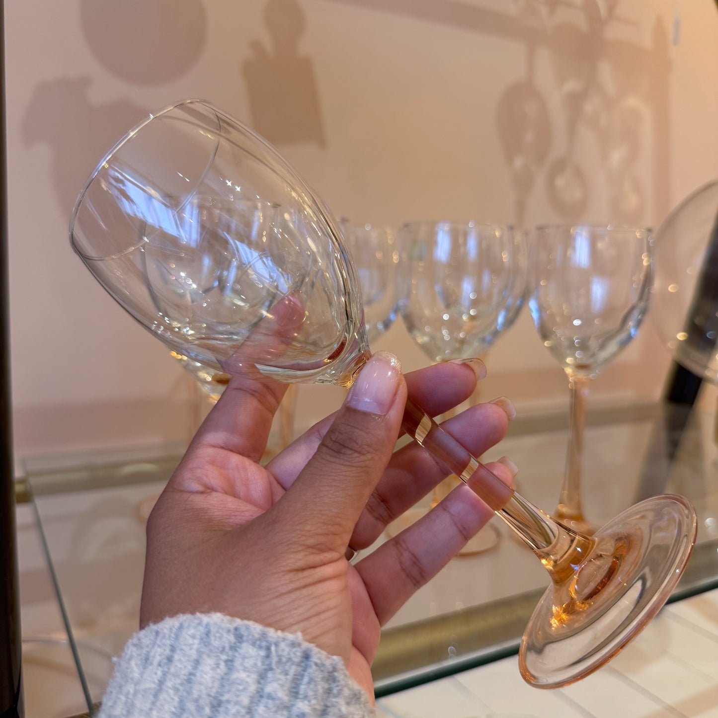 Luminarc wineglasses with pink stem