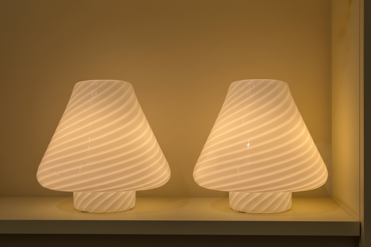 Italian murano mushroom swirl table light