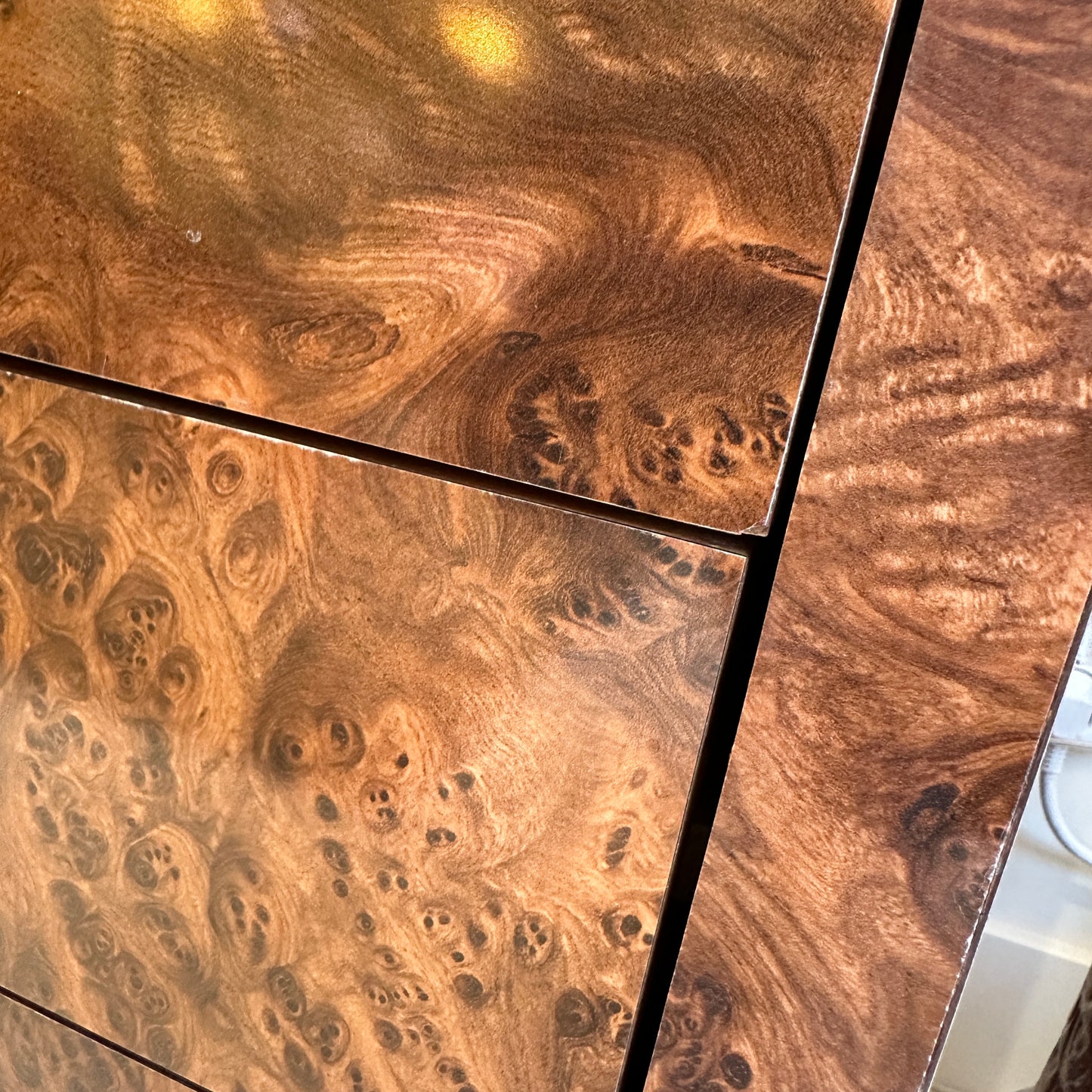 Art deco burl wood veneer chest of drawers