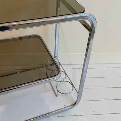 1970’s chrome & smoked glass barcart