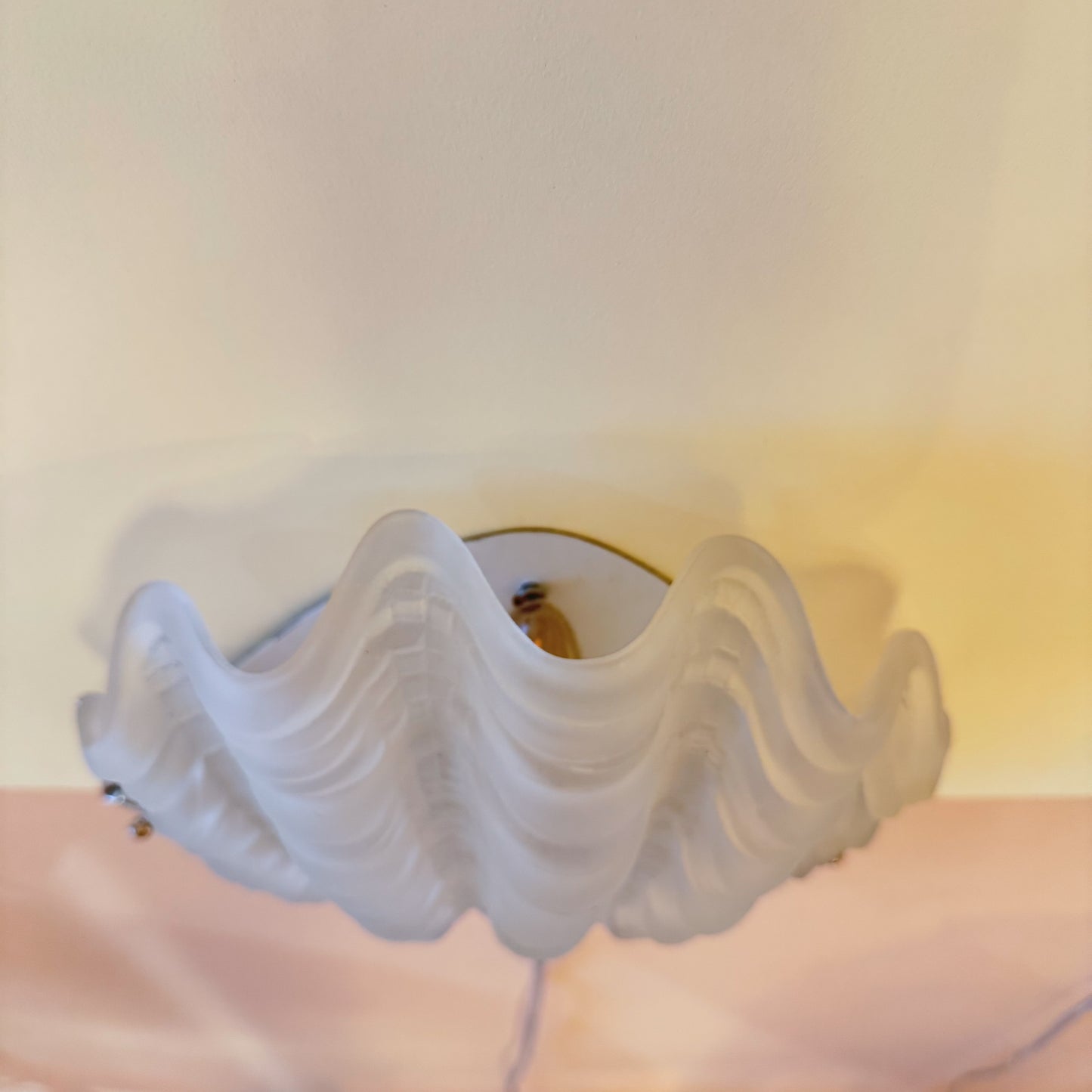 Art Deco shell wall lights with chrome fixture