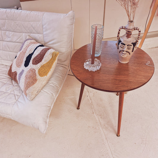 Round teak mid-century sidetable