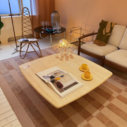 1980s Italian Travertine Coffee Table