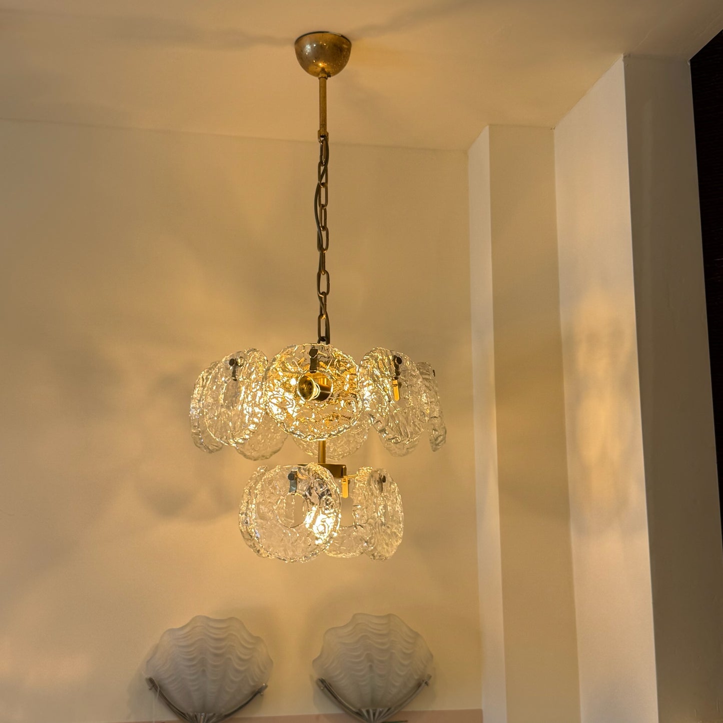 Italian donut-shaped ice glass chandelier