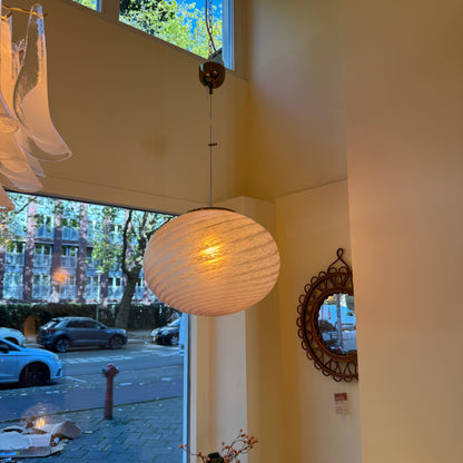 Italian pink Murano glass oval pendant Light, 1970s