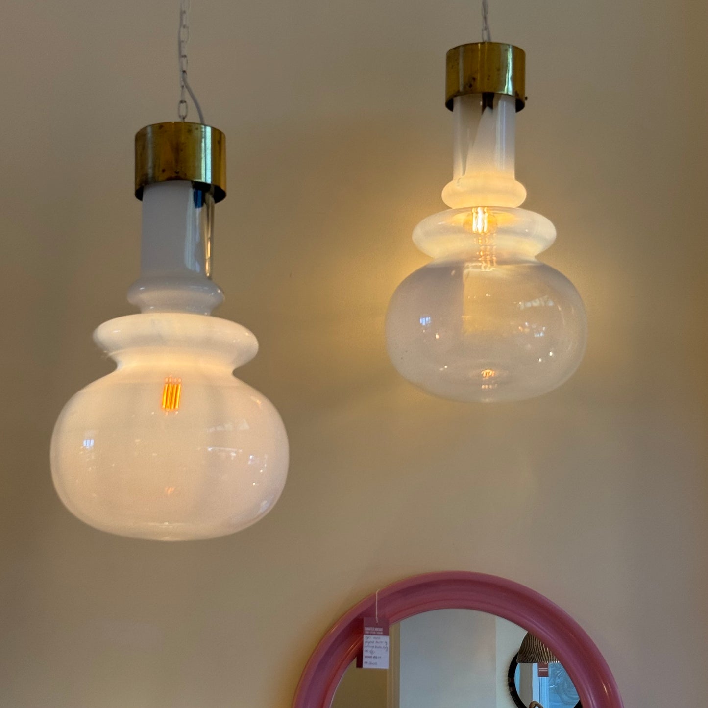 Opaal Murano glazen hanglamp 1979 van Toni Zuccheri VeArt
