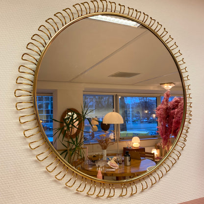 Swedish round brass mirror by Josef Frank