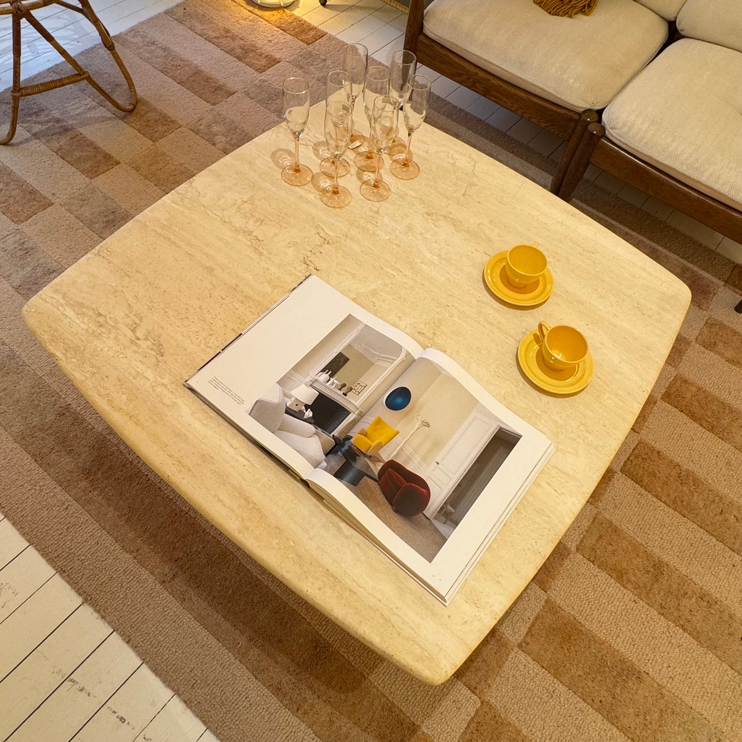 1980s Italian Travertine Coffee Table