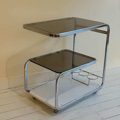 1970’s chrome & smoked glass barcart
