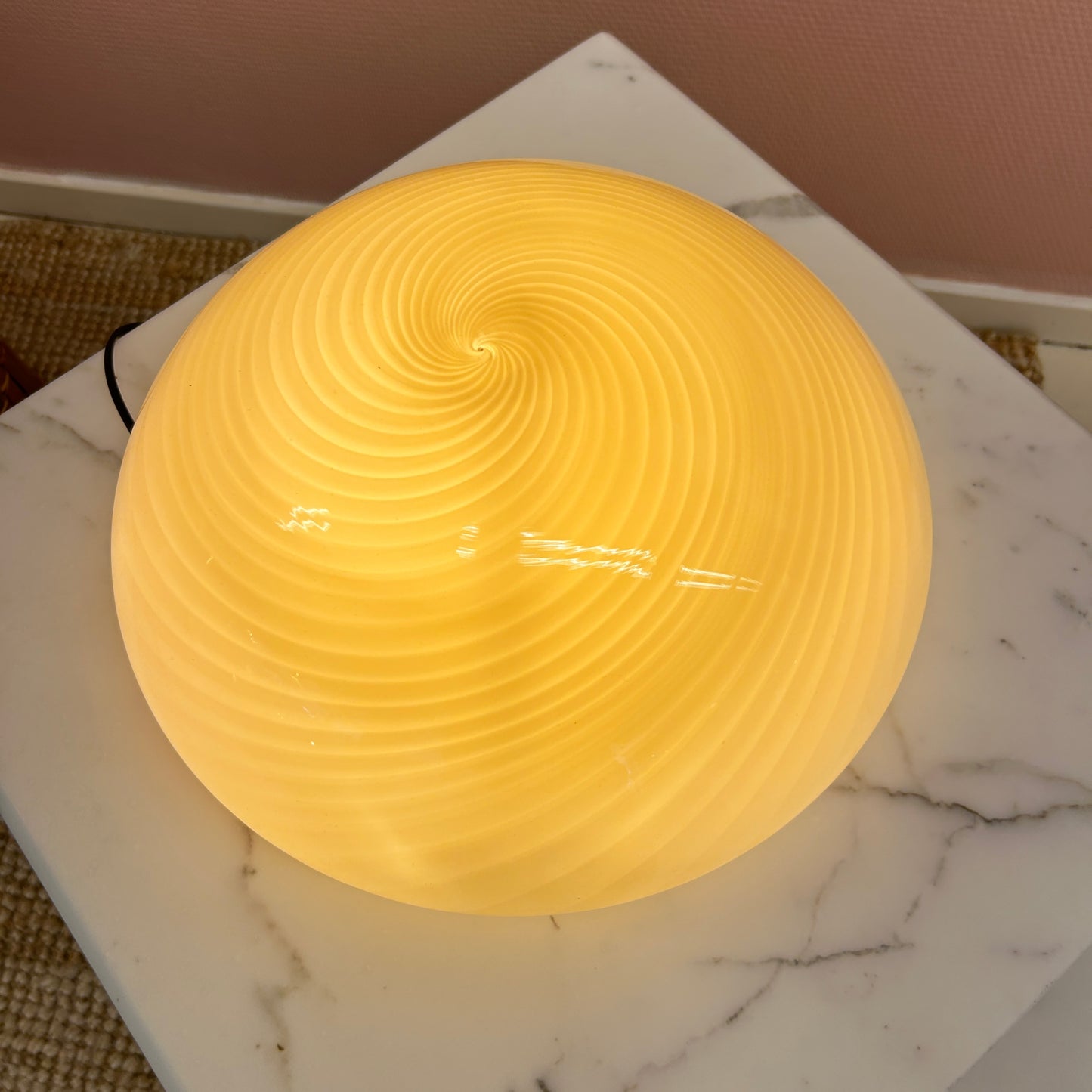 Swirly yellow Murano glass ceiling light