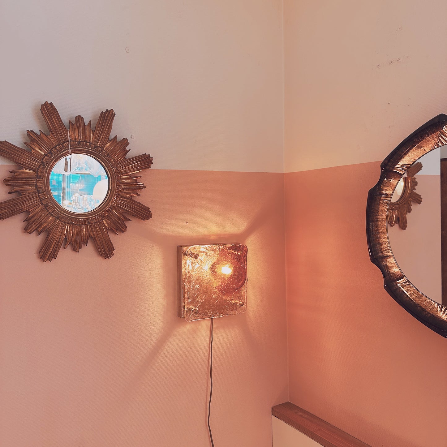 1970's La Murrina 'vulcano' glass square wall light