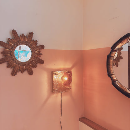 1970's La Murrina 'vulcano' glass square wall light