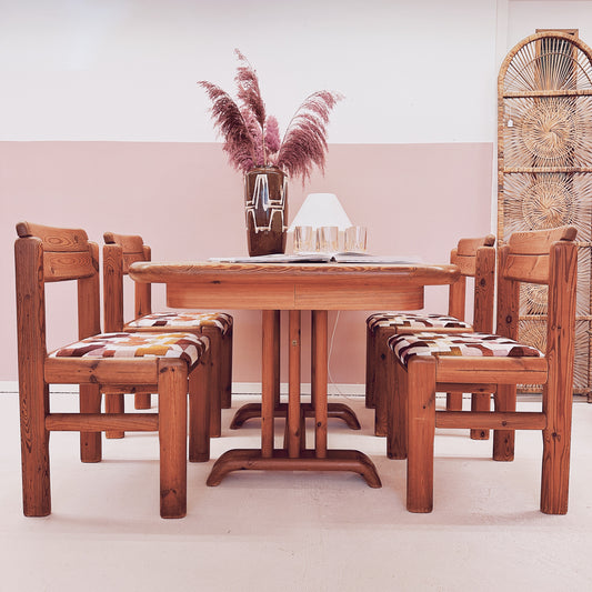 Vintage solid pine wood dining set