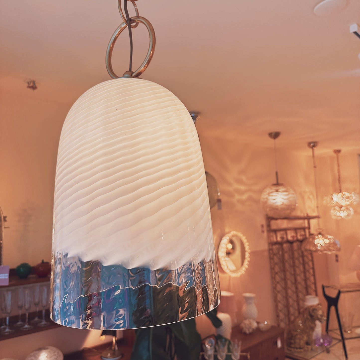 Murano glass hanging bell pendant light