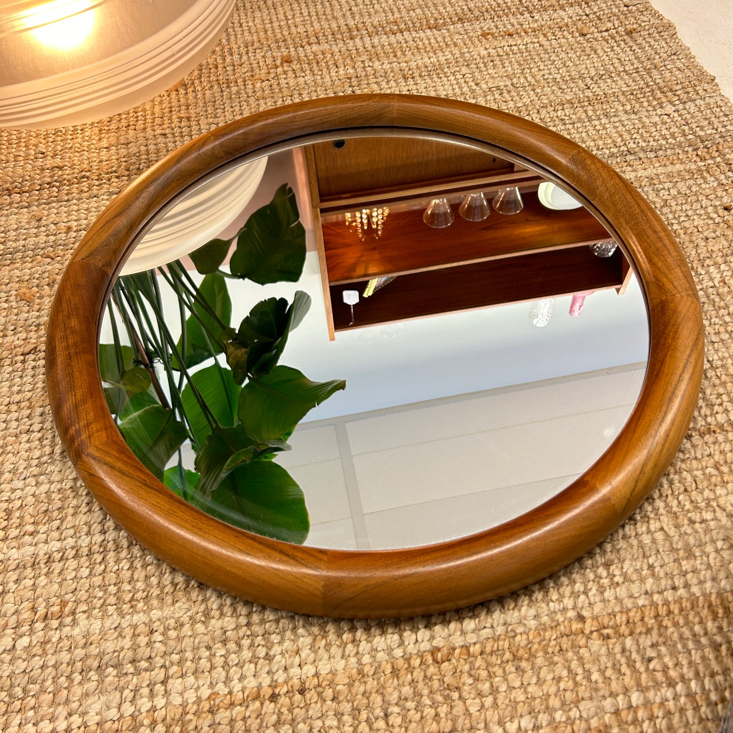 Round wooden mirror