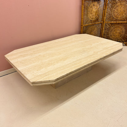 Rectangular travertine coffee table