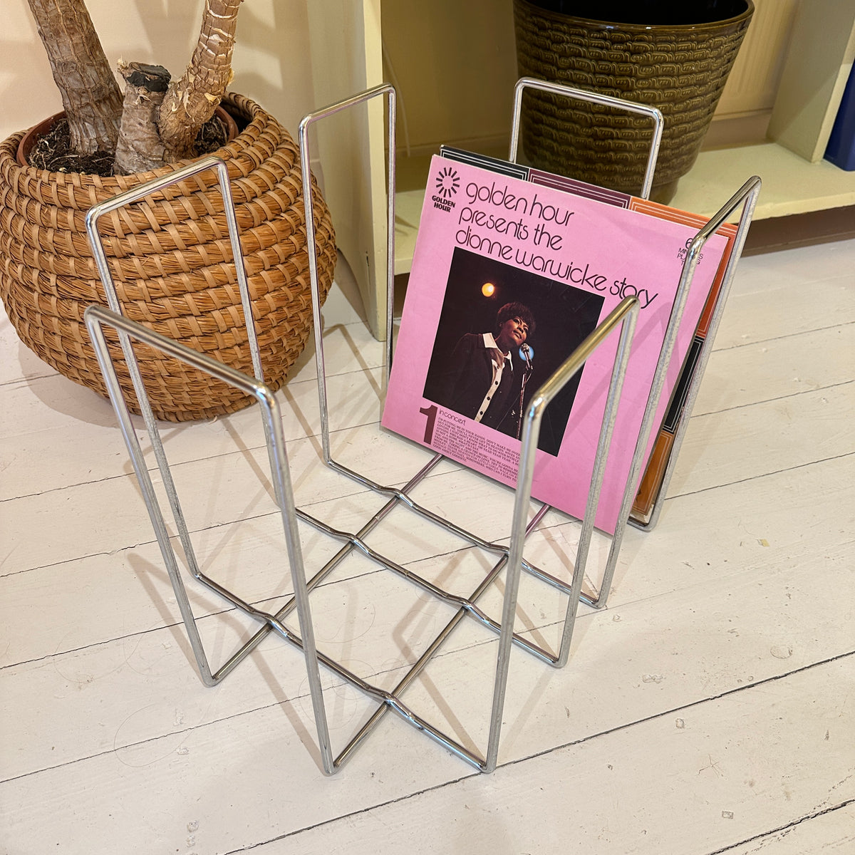 Chrome plated vinyl rack, 1980s