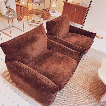 Italian chunky brown lounge chairs