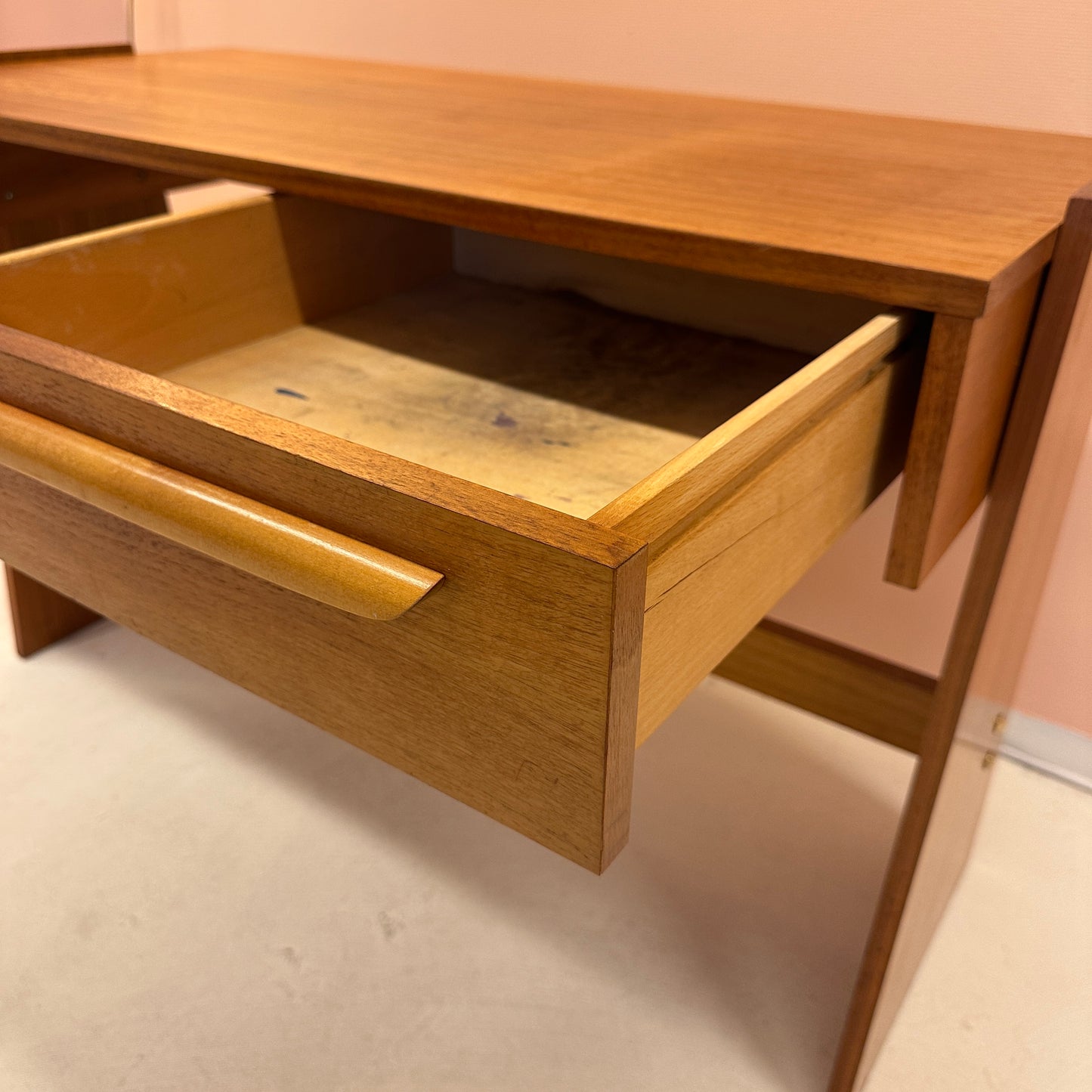 1960s teak desk – brutalist meets art deco
