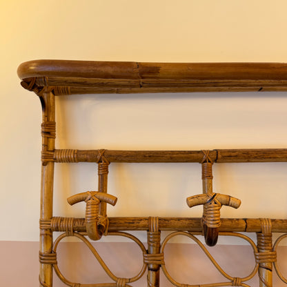 Italian 1970's rattan wall rack