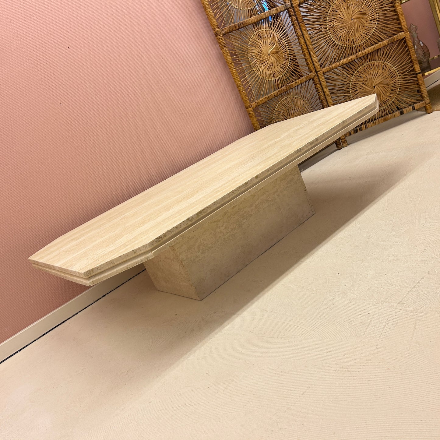 Rectangular travertine coffee table