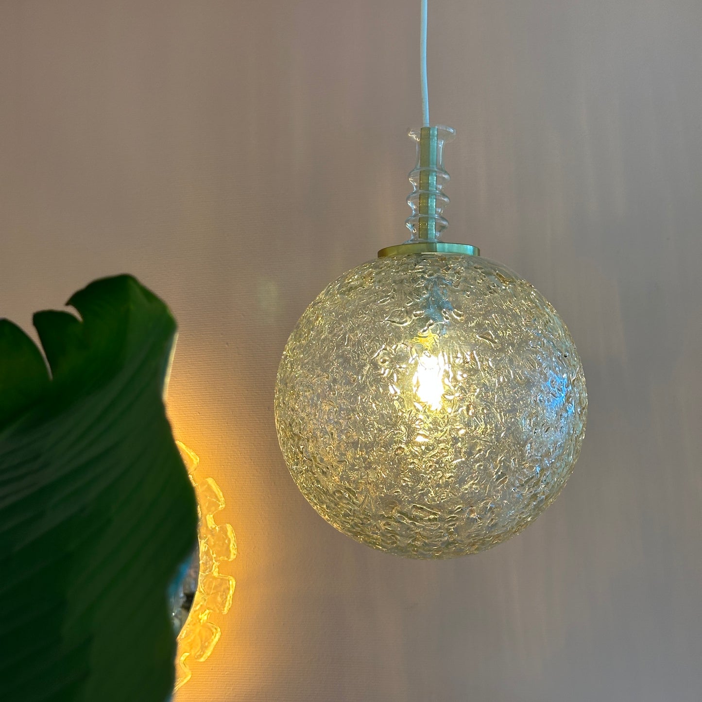 1960's Pendant ice glass lamp by Doria