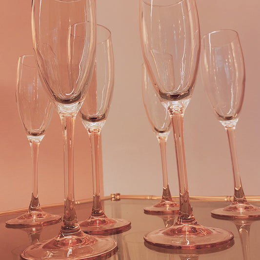 French Pink champagne glasses