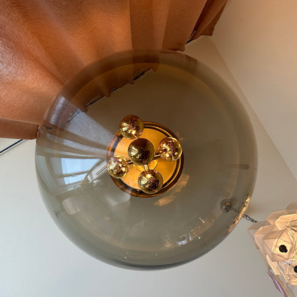 Jaren '70 Doria Leuchten hanglamp met bol van gerookt glas