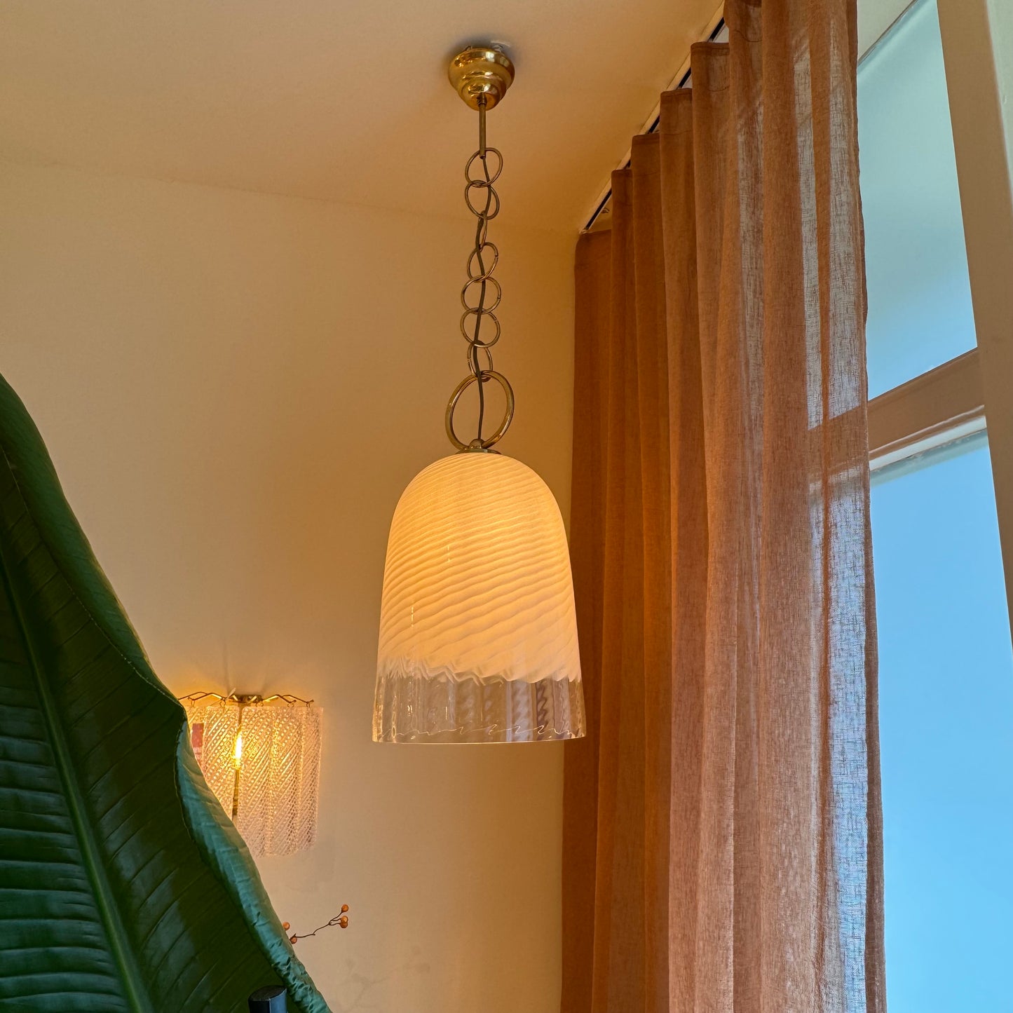 Italian Opalescent Murano Glass Pendant, 1960s