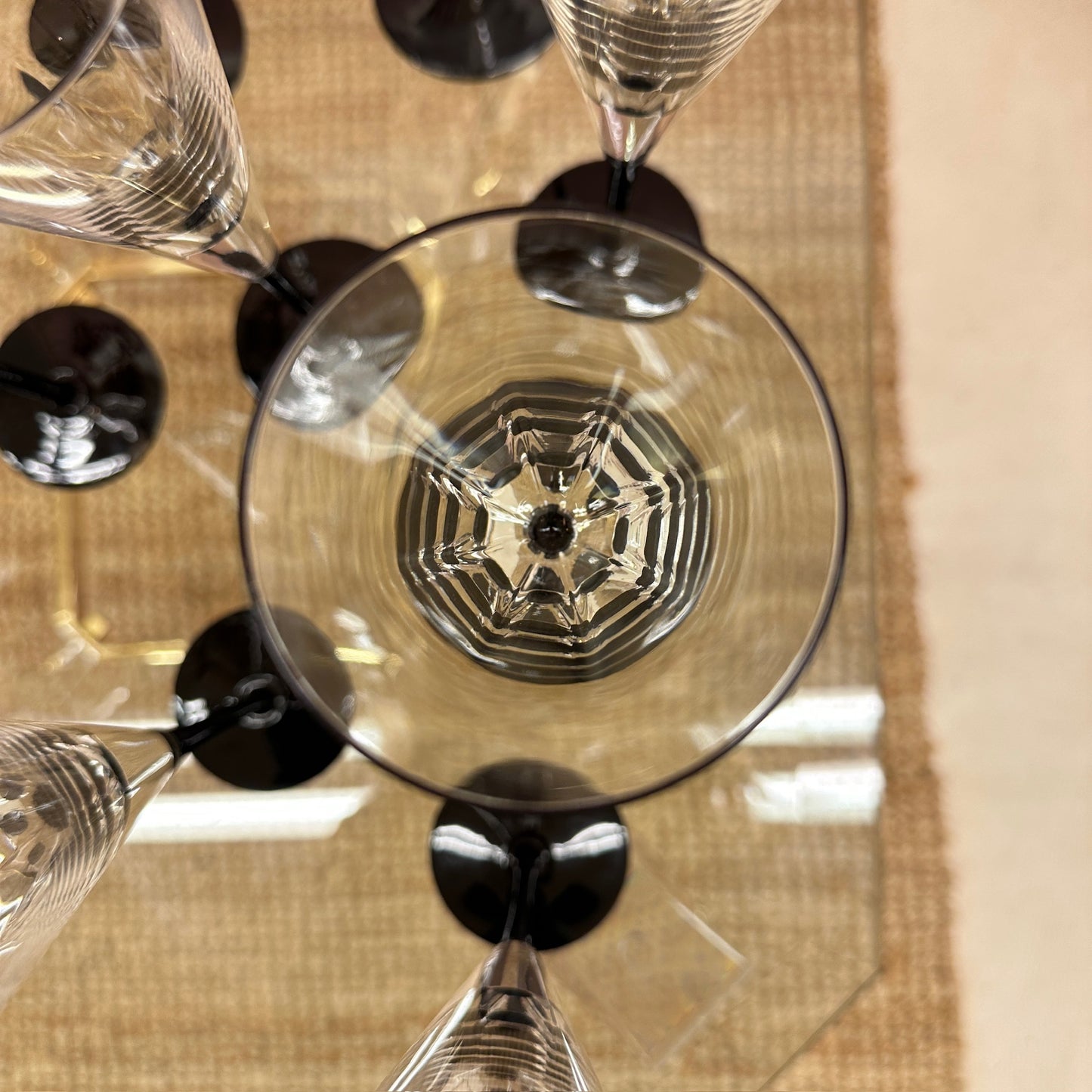 Italian crystal flutes with black base