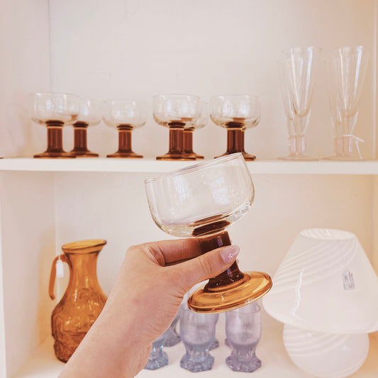 Amber colored minimalistic wineglasses