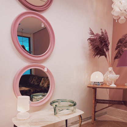 1980's Pink round mirror