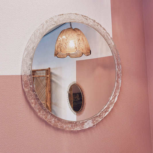 1960 round ice glass mirror