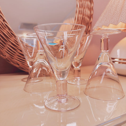 Italian crystal cocktailglasses with pink stem