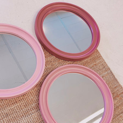 1980's Pink round mirror