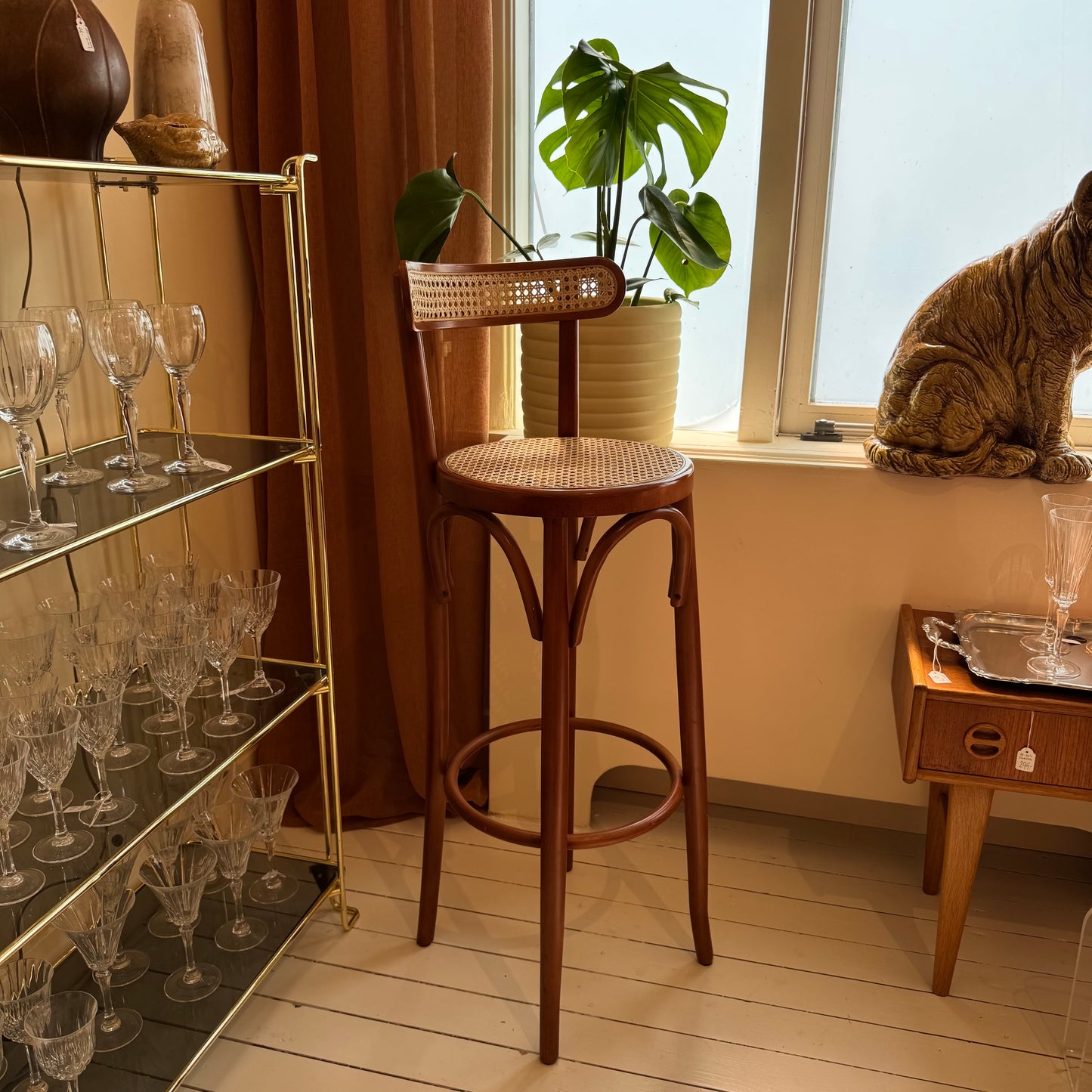 Italian wicker and cane barstools