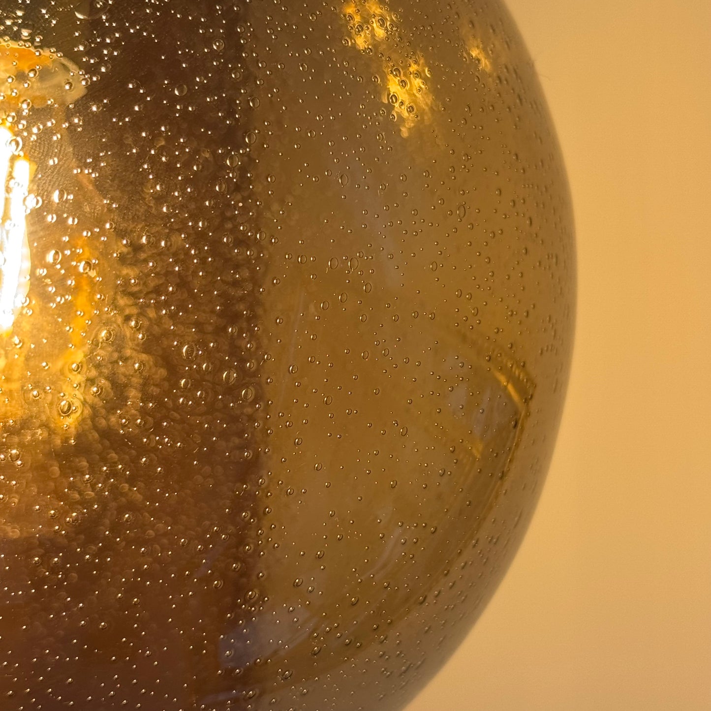 Glashütte Limburg smoked glass globe pendant, 1960s