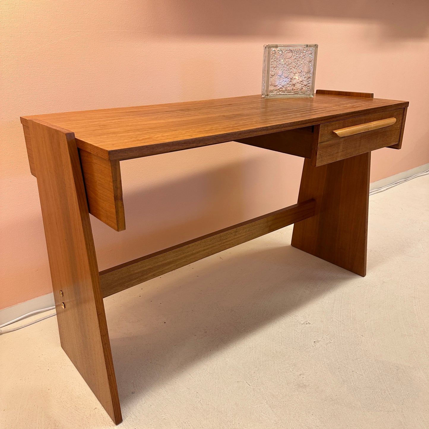 1960s teak desk – brutalist meets art deco