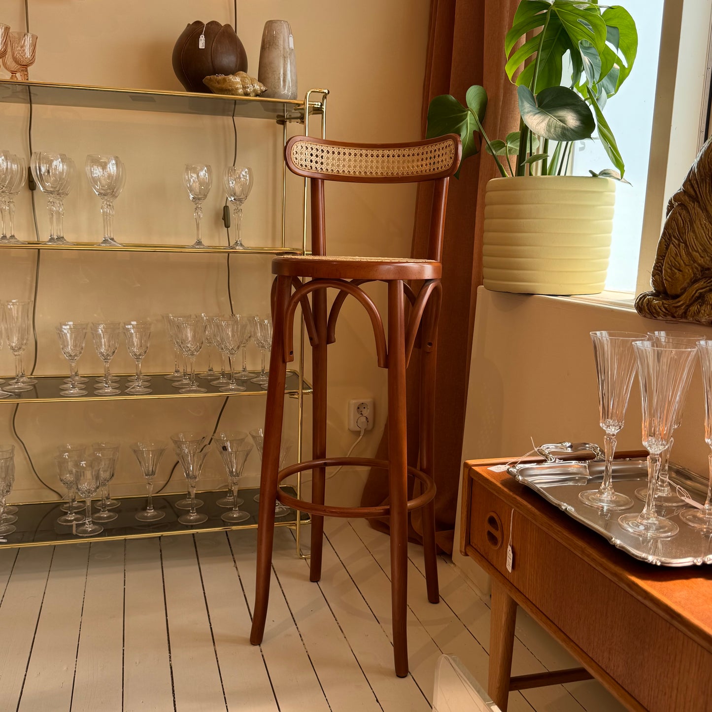Italian wicker and cane barstools
