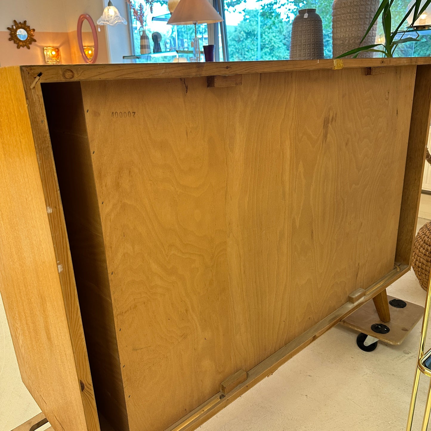 Mid-Century oak sideboard with sliding doors