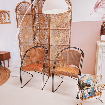 Bended iron wicker chairs