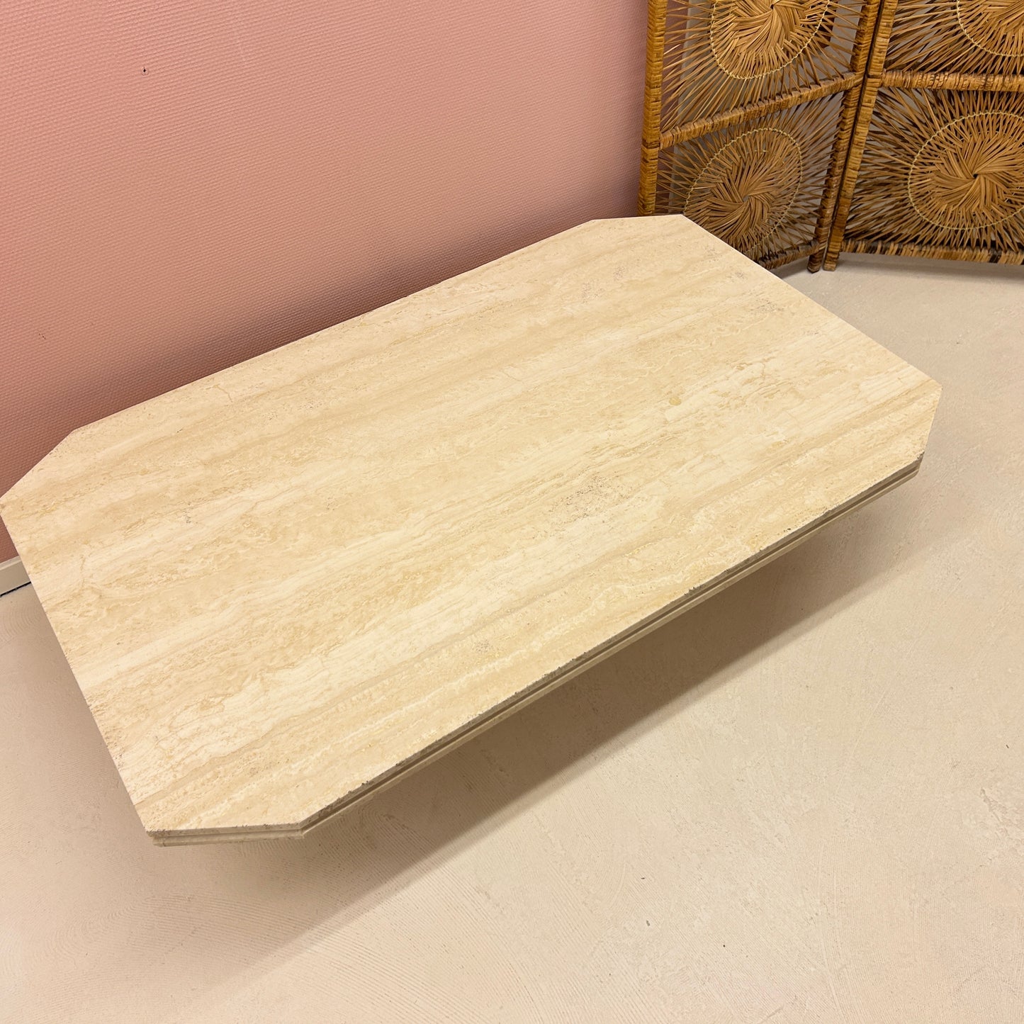 Rectangular travertine coffee table