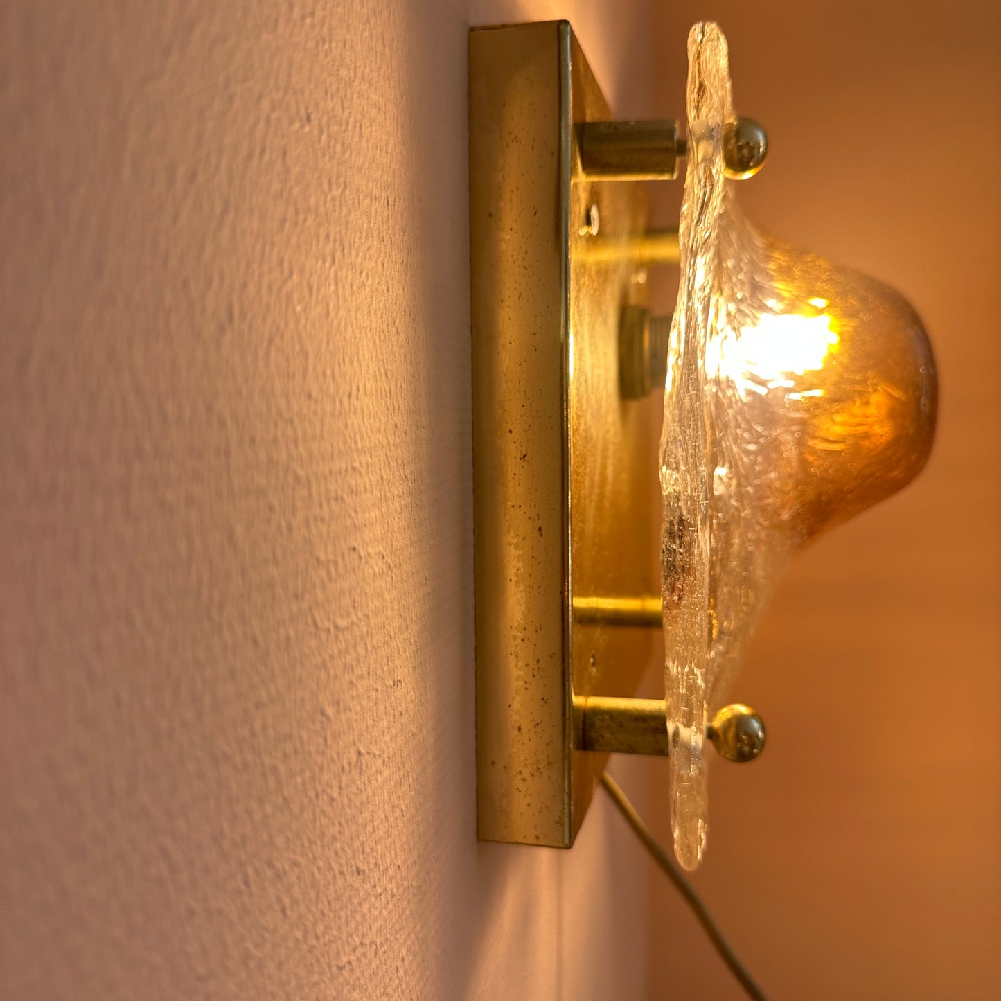 1970's La Murrina 'vulcano' glass square wall light