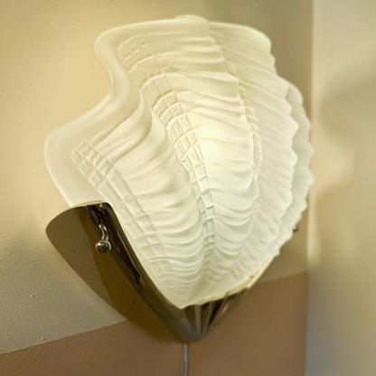 Art Deco shell wall lights with chrome fixture