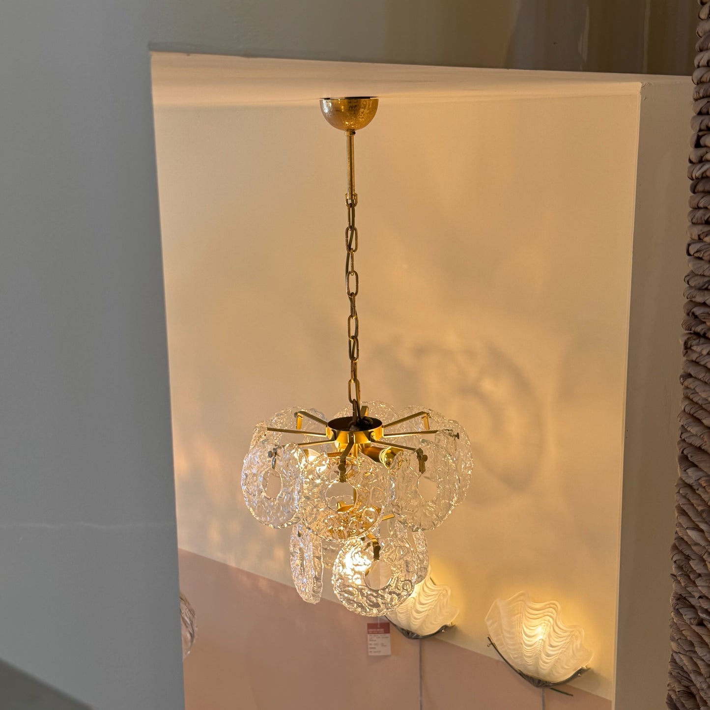 Italian donut-shaped ice glass chandelier