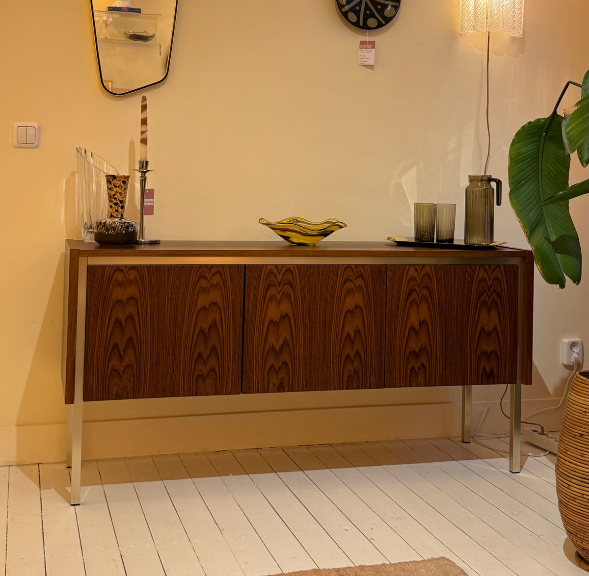 Rosewood Sideboard with chrome Frame
